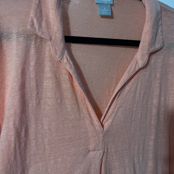 Chicos 100% Linen Easy Henley Top size 3 us xxl peach salmon coral pink beach - Picture 7 of 7